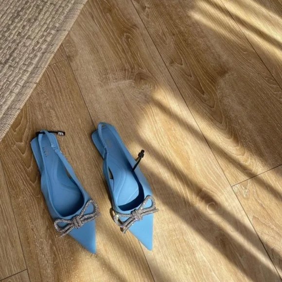 ZARA Embellished Bow Flat Mules - Picture 2 of 6